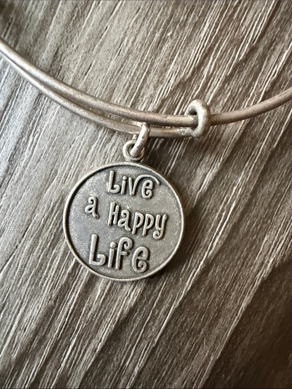 Alex and Ani silver-tone charm bangle with engraved discs